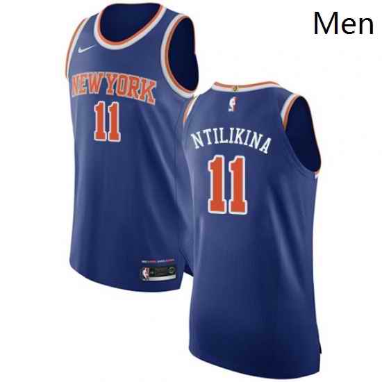 Mens Nike New York Knicks 11 Frank Ntilikina Authentic Royal Blue NBA Jersey Icon Edition